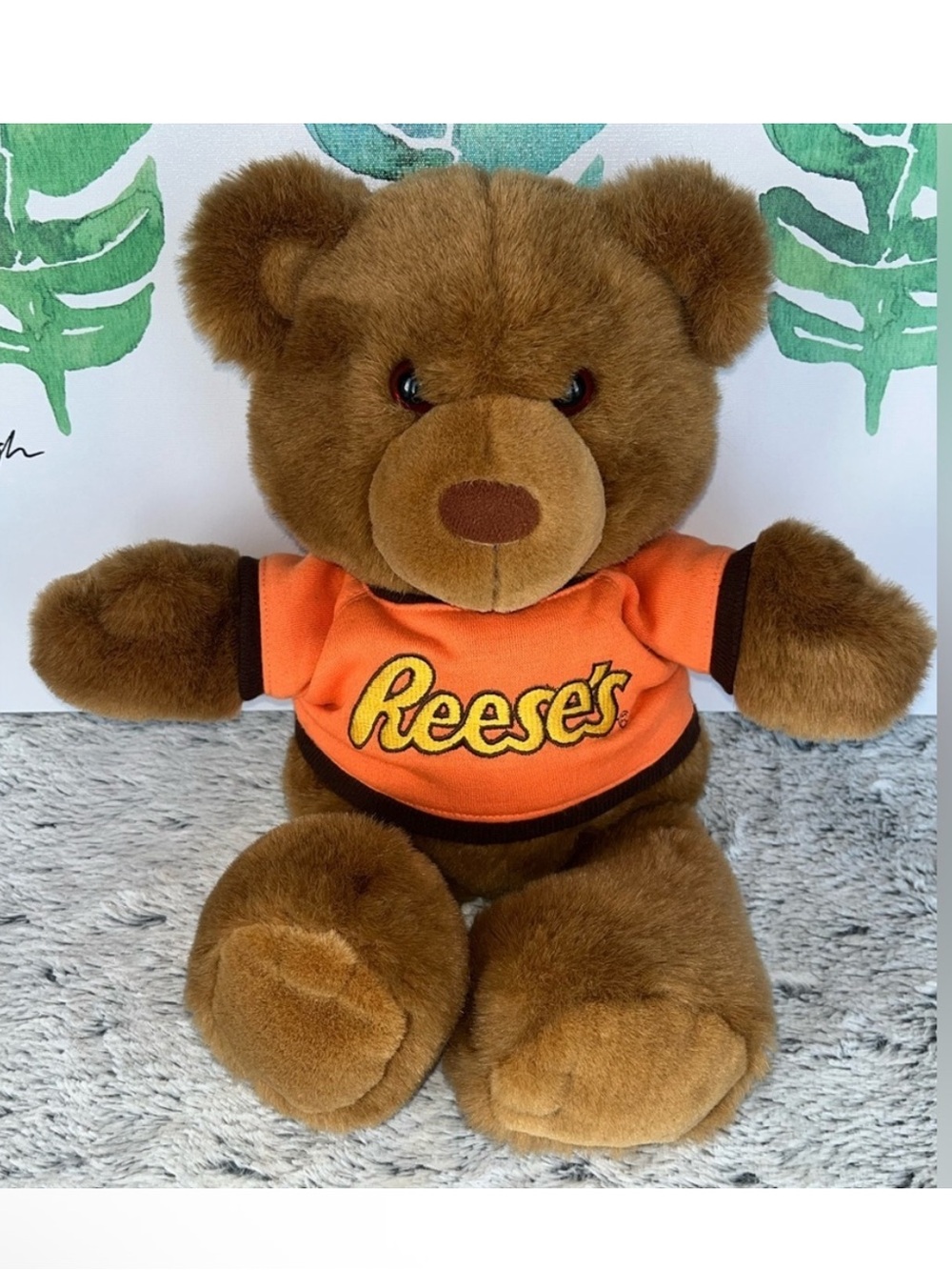 Vintage 1987 Hershey’s Reese's Plush Bear in Brown with Orange Shirt